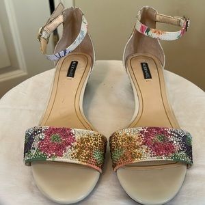Alex Marie floral print ankle strap.